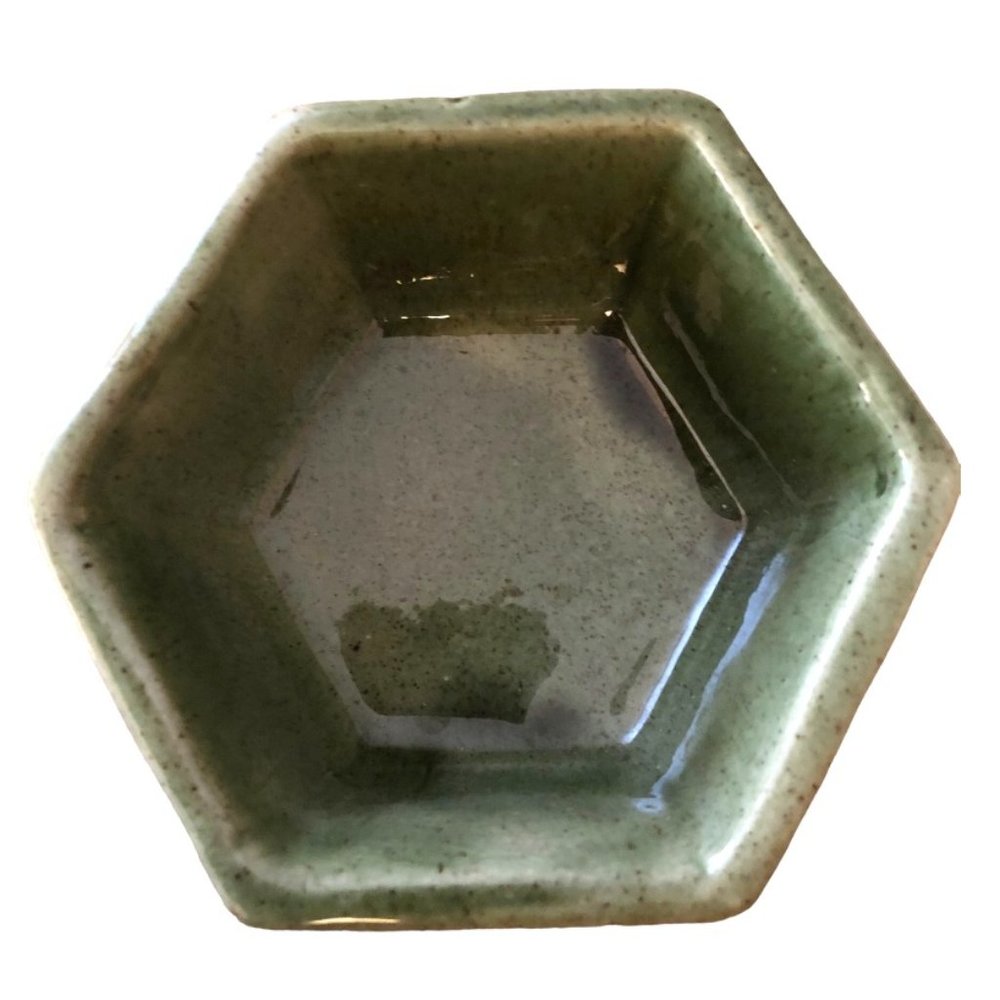 HAEGER Vtg Pottery 4002 USA Olive Green Hexagon Stoneware Planter Succlent Cacti